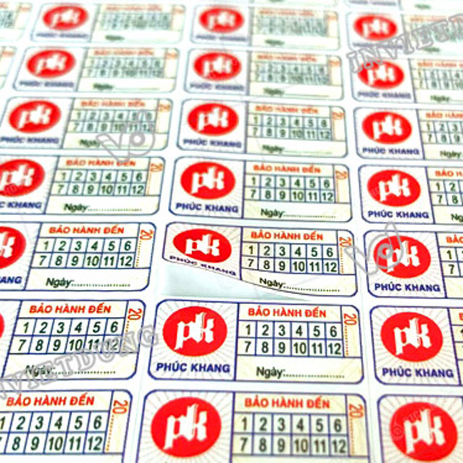 In tem bảo hành hình chữ nhật đẹp tại Hà Nội