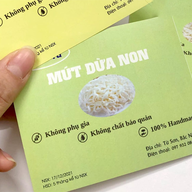 In tem nhãn mứt dừa