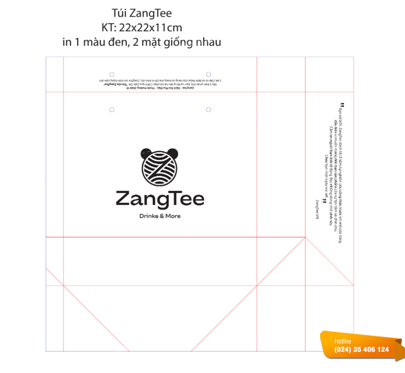 Mẫu túi giấy thương hiệu trà sữa ZangTee