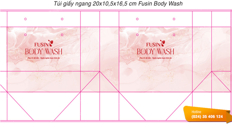 Mẫu túi giấy đựng sữa tắm Fusin Body Wash
