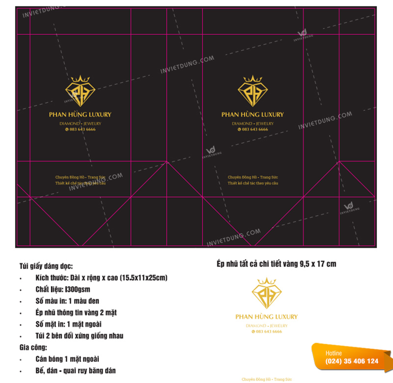 Mẫu túi giấy đựng phụ kiện thời trang Phan Hùng Luxury