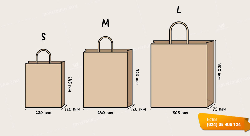 Kích thước túi giấy kraft