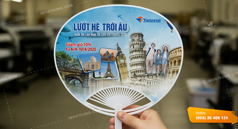 Nội dung in trên quạt nhựa công ty du lịch cần có những gì?