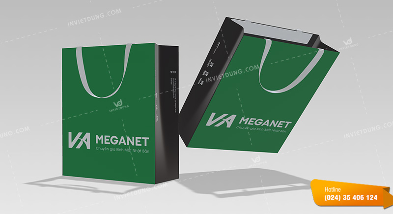 Mẫu túi giấy đựng mắt kính VA Meganet sang trọng