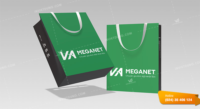 Mẫu túi giấy đựng mắt kính VA Meganet sang trọng