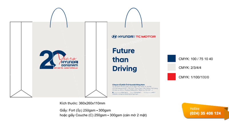 Mẫu túi giấy sự kiện công ty ô tô Hyundai Đông Nam