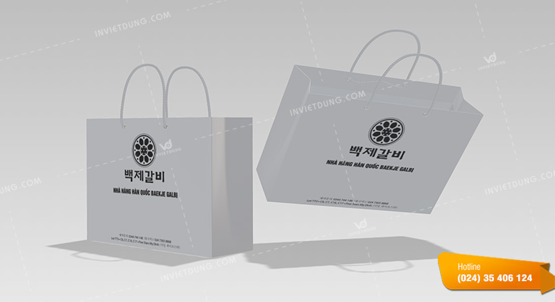 Mẫu túi giấy nhà hàng Hàn Quốc Baekje Galbi