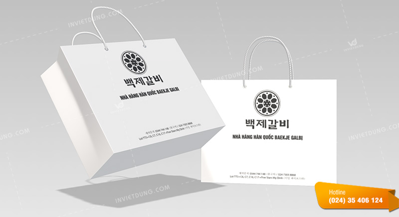 Mẫu túi giấy nhà hàng Hàn Quốc Baekje Galbi