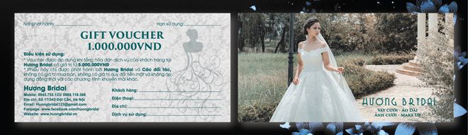 Gift voucher giảm giá trung tâm ảnh viện áo cưới, makeup