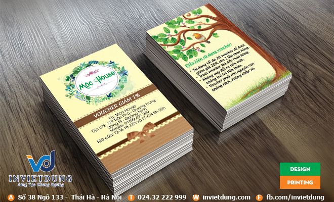 In gift voucher giảm giá đẹp do In Việt Dũng thiết kế và in ấn