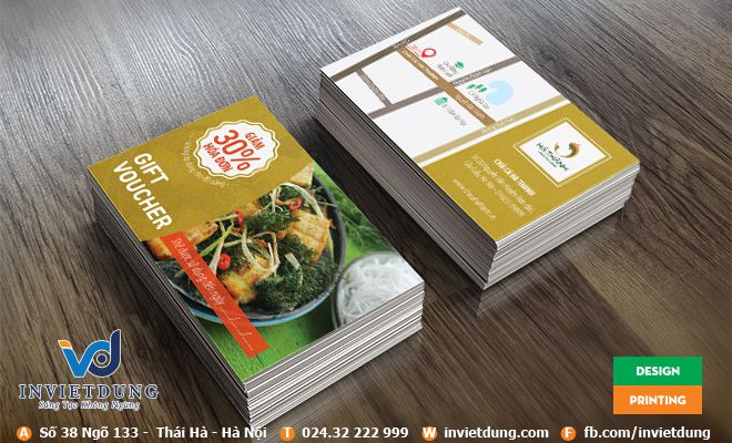 In voucher giảm giá nhà hàng, quán ăn