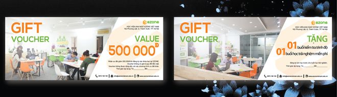 In gift voucher đẹp trung tâm đào tạo Anh Ngữ
