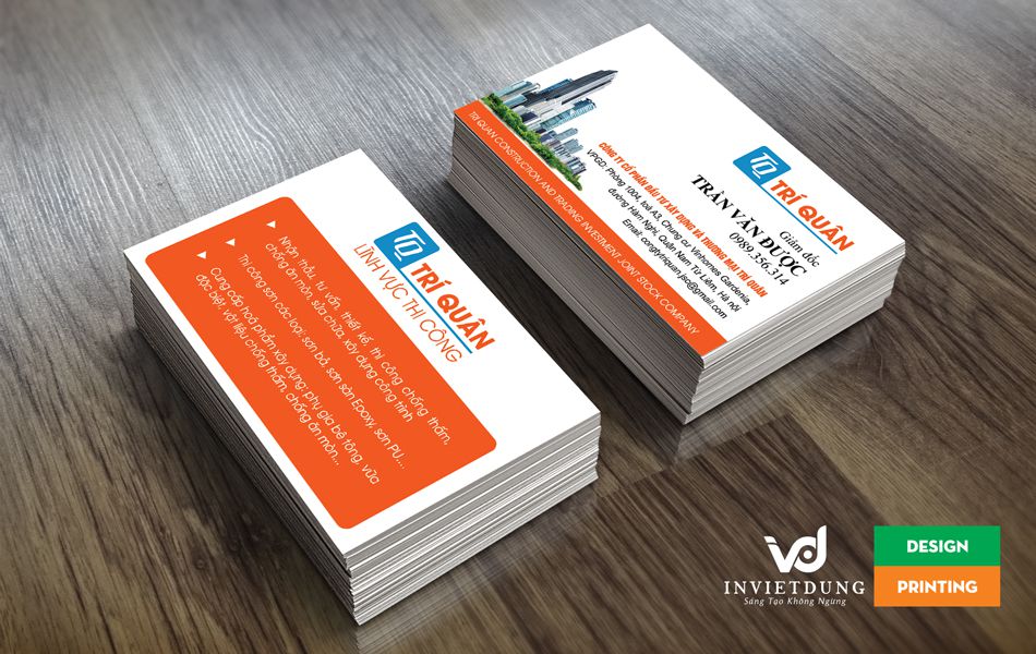 Mẫu card visit đẹp trong lĩnh vực xây dựng
