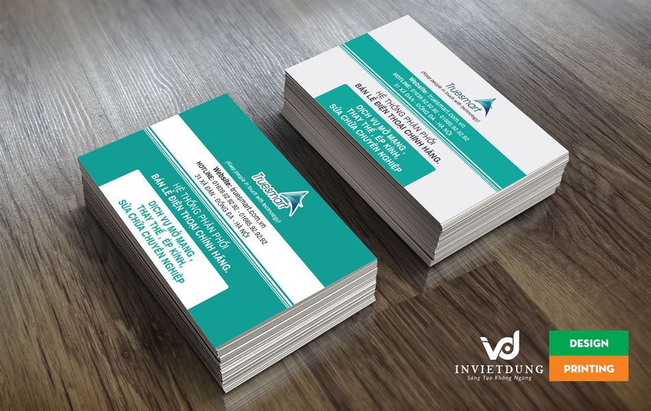 In Card visit đẹp Danh thiếp cửa hàng điện thoại True smart