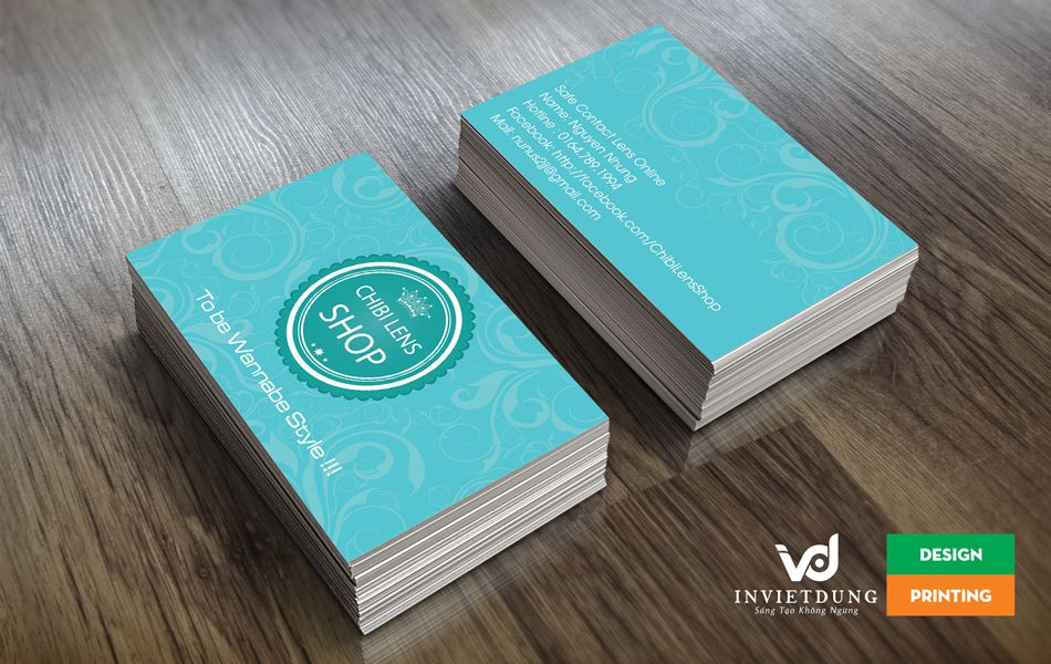 In Card visit đẹp In card visit cho shop kính áp trong lens online
