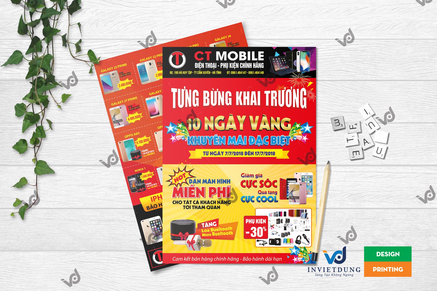 In tờ rơi cửa hàng điện thoại đẹp