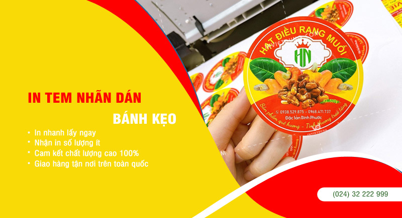 In tem nhãn bánh kẹo giá rẻ theo yêu cầu tại Hà Nội