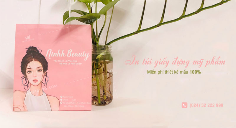 Dịch vụ in túi giấy đựng mỹ phẩm theo yêu cầu, thiết kế miễn phí
