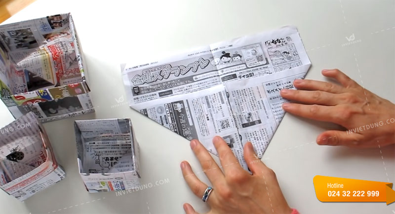 Cách gấp hộp đựng rác đơn giản số 2 bước 4