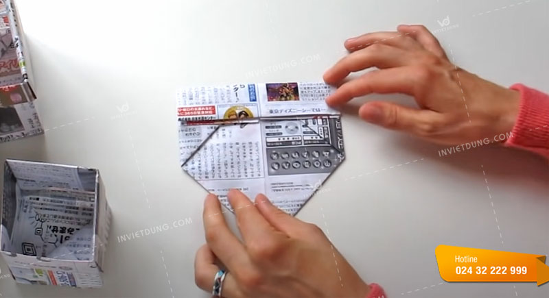 Cách gấp hộp đựng rác đơn giản số 2 bước 6