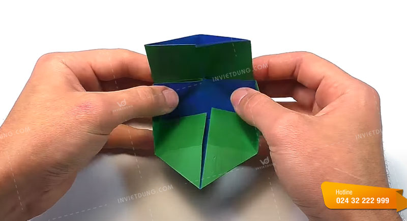 Cách gấp hộp giấy hình chữ nhật có nắp bước 3