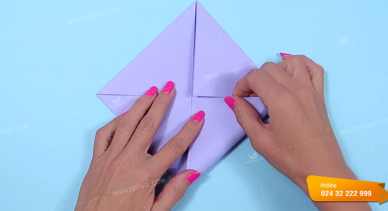 Cách gấp hộp giấy hình trái tim không dùng keo dán bước 3