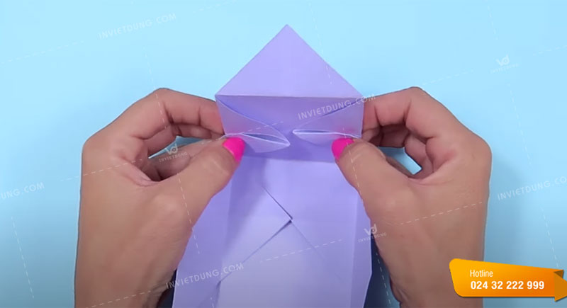 Cách gấp hộp giấy hình trái tim không dùng keo dán bước 6