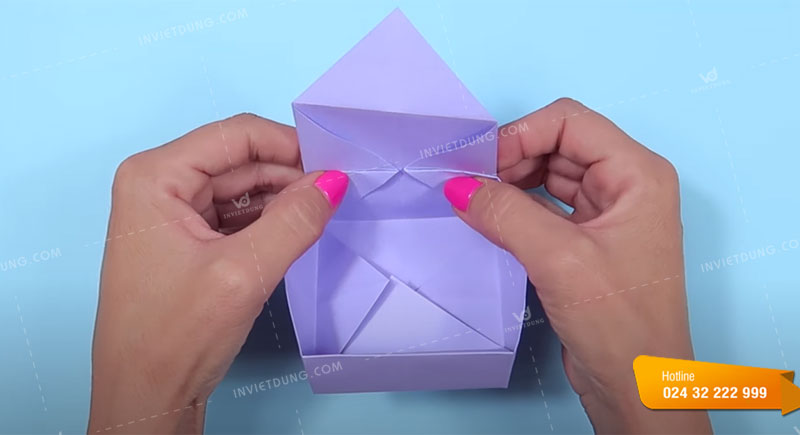 Cách gấp hộp giấy hình trái tim không dùng keo dán bước 8