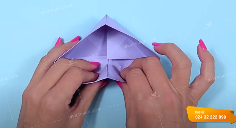 Cách gấp hộp giấy hình trái tim không dùng keo dán bước 9