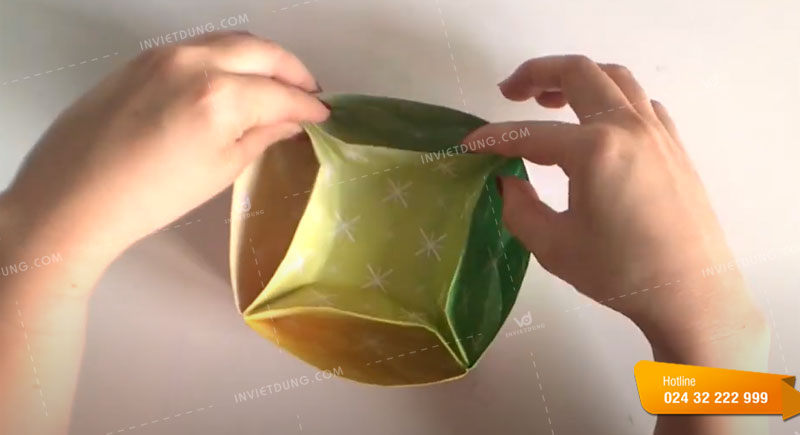 Cách xếp hộp giấy hình tròn 5 ngăn bước 6