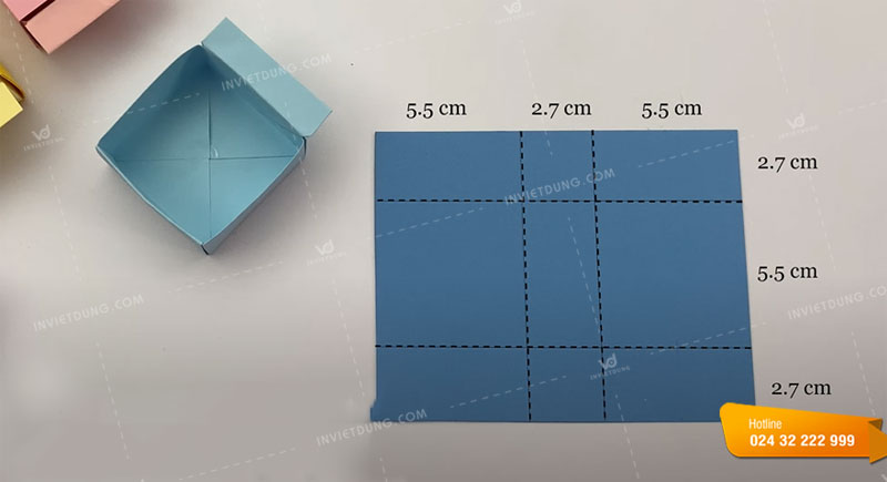 Gấp phần vỏ hộp bước 1