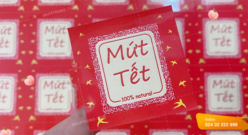Mẫu tem nhãn mứt dừa làm quà Tết