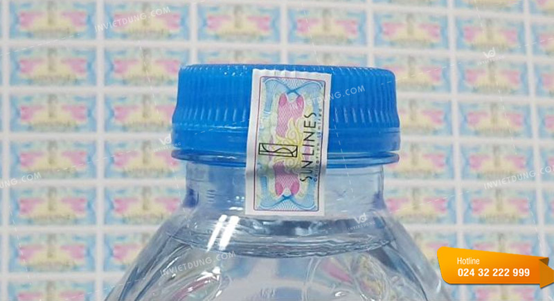 Mẫu tem niêm phong nắp chai nước Sunlines