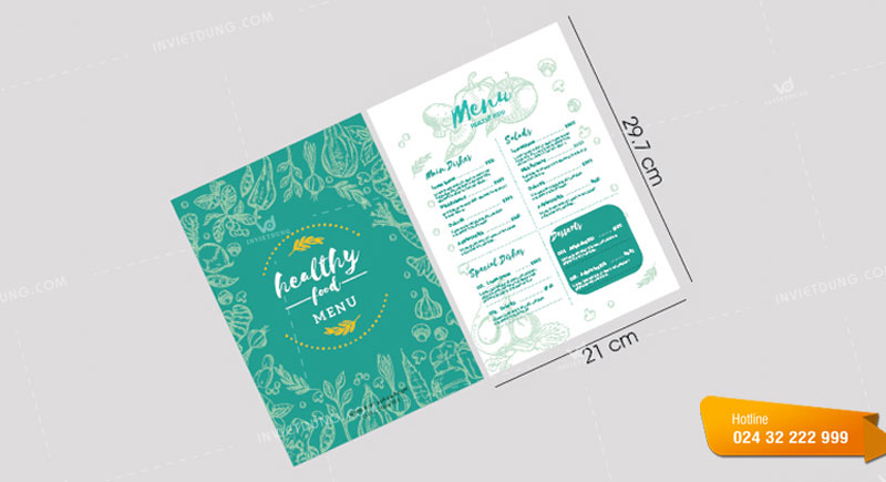Kích thước menu phổ biến nhất