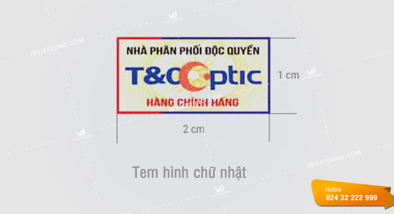 Kích thước tem bảo hành hình chữ nhật