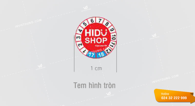 Kích thước tem bảo hành hình tròn