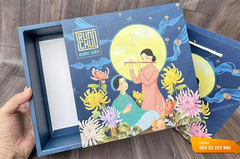 Mẫu hộp giấy bao diêm đựng bánh trung thu