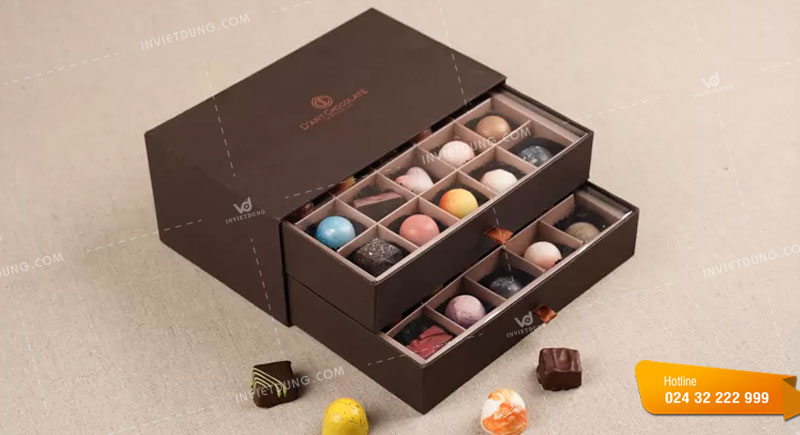 Mẫu hộp đựng socola đẹp do In Việt Dũng thiết kế và in ấn