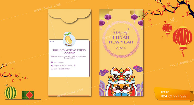 Mẫu bao lì xì Tết độc quyền cho trung tâm tiếng Trung DouDou