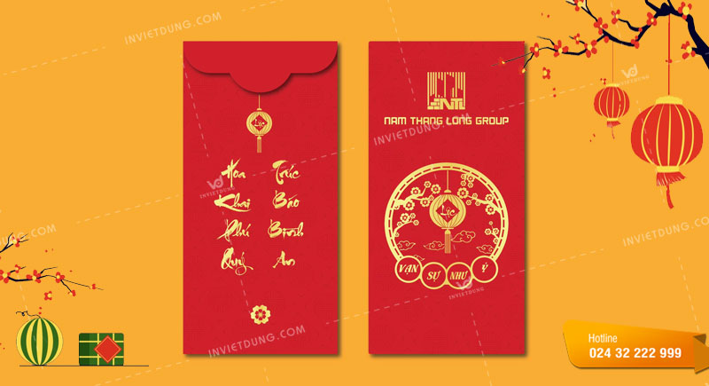 Mẫu bao lì xì Tết sang trọng cho công ty Nam Thăng Long Group