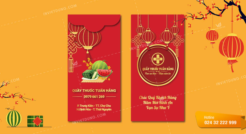 Mẫu bao lì xì Tết độc quyền cho quầy thuốc Tuần Hằng
