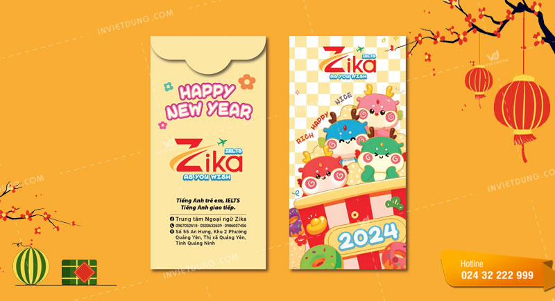 Mẫu bao lì xì Tết do In Việt Dũng thiết kế và in ấn trung tâm Zika