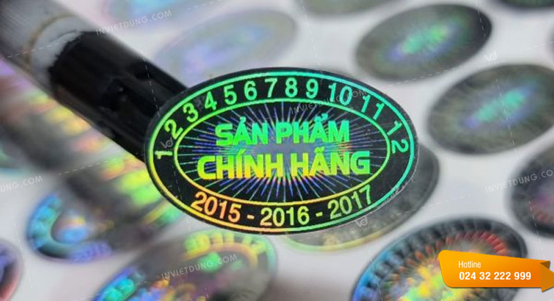 Mẫu tem 7 màu hologram dùng để dán sản phẩm máy tính