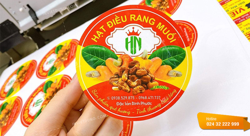Mẫu tem nhãn dán bánh kẹo hạt điều rang muối