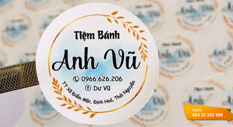 Mẫu tem nhãn dán bánh tiệm bánh Anh Vũ