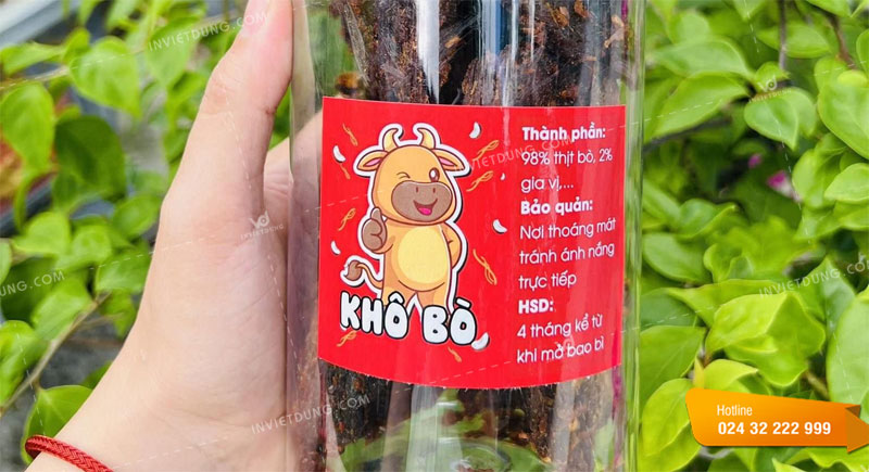 Mẫu tem nhãn dán bò khô dán lọ