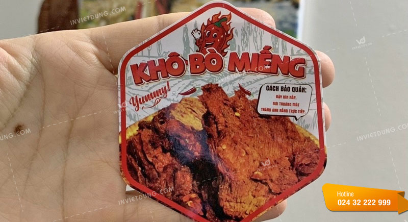 Mẫu tem nhãn dán bò khô miếng