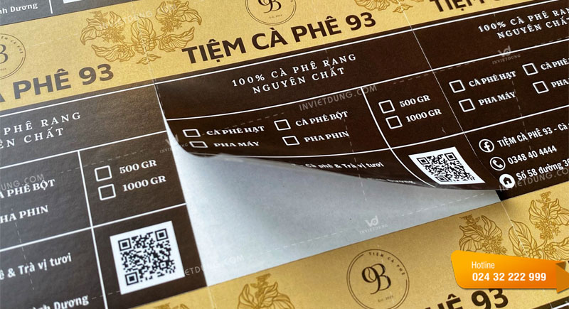 Mẫu tem nhãn cà phê rang nguyên chất
