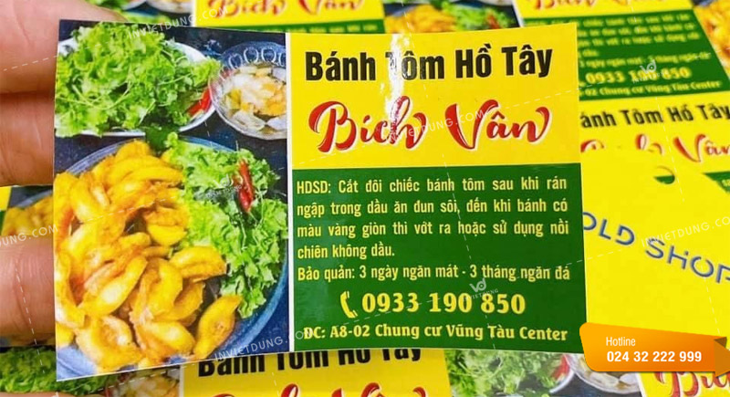 Mẫu tem nhãn dán sản phẩm đặc sản bánh tôm Hồ Tây