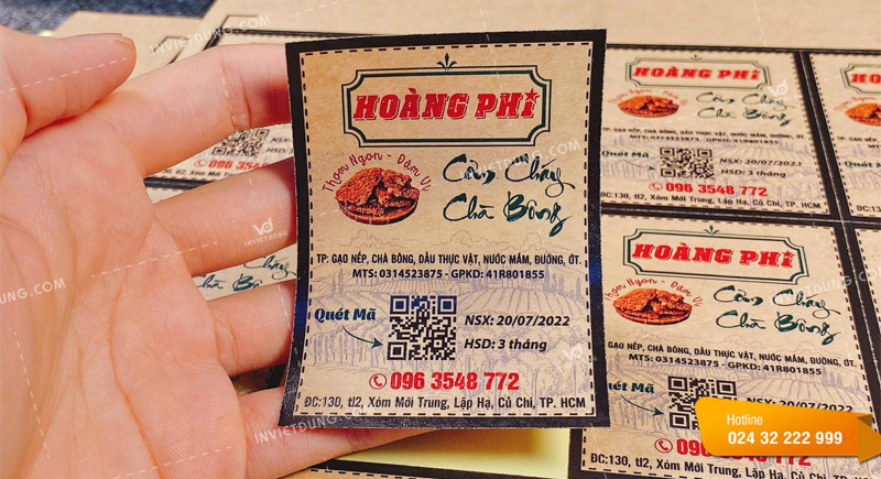 Mẫu tem nhãn dán sản phẩm đặc sản cơm cháy chà bông